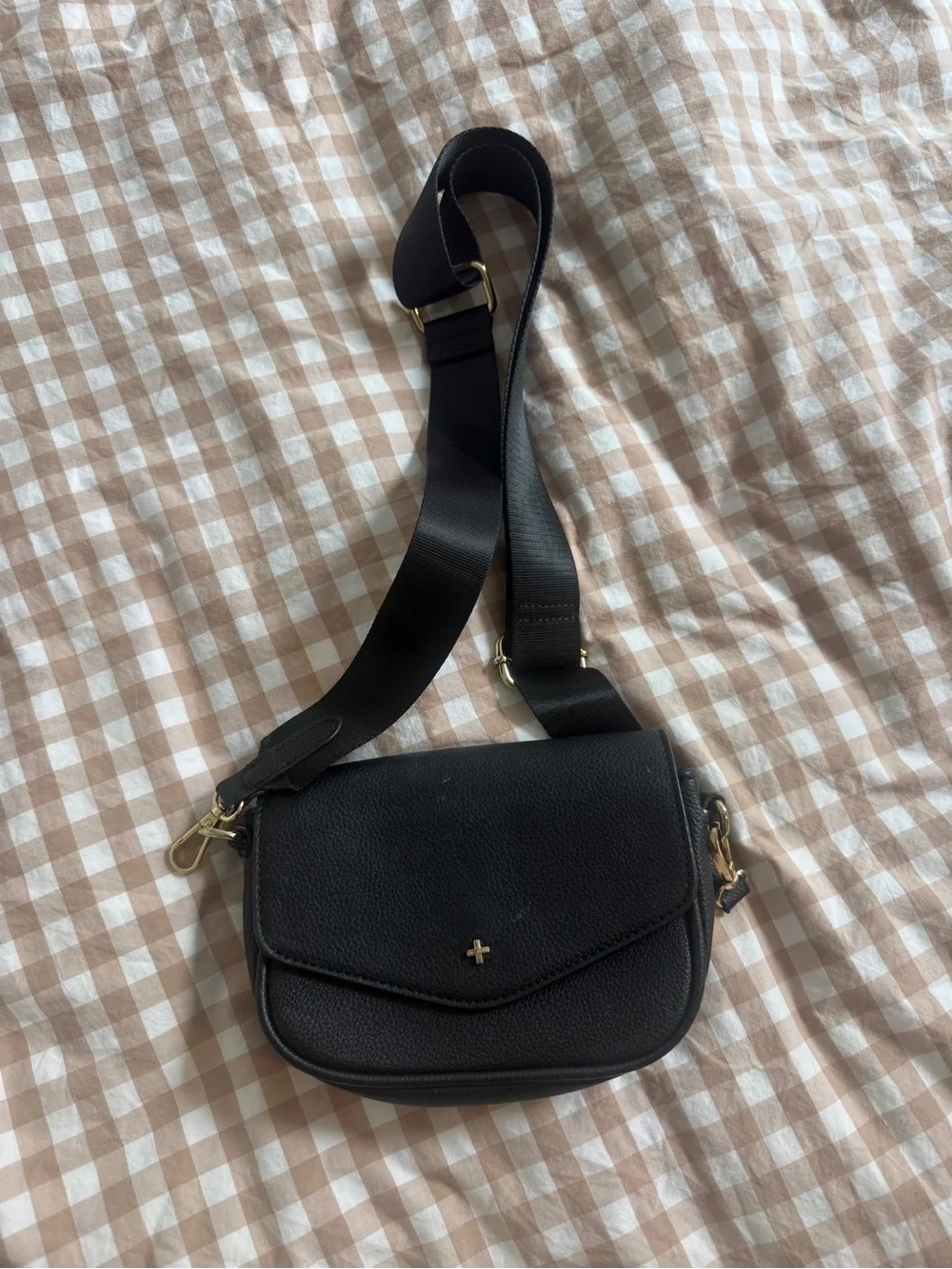 princess polly Black Leather Crossbody Bag with Wide Strap